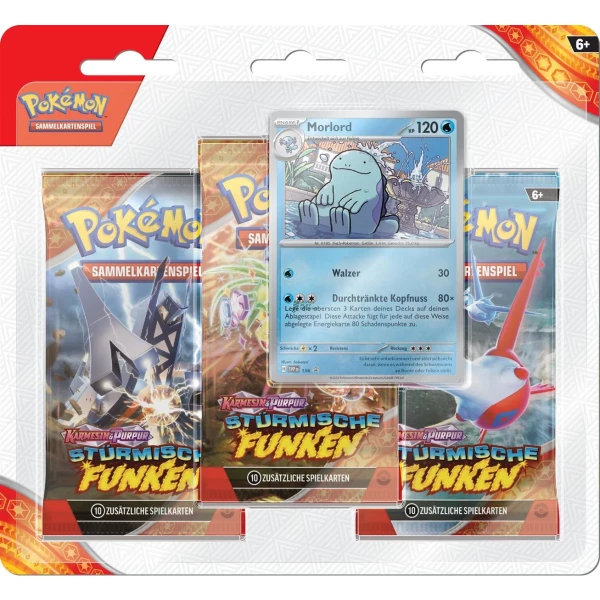 Pokemon TCG: Karmesin und Purpur 08 Stürmische Funken - Blister 3er-Pack Morlord