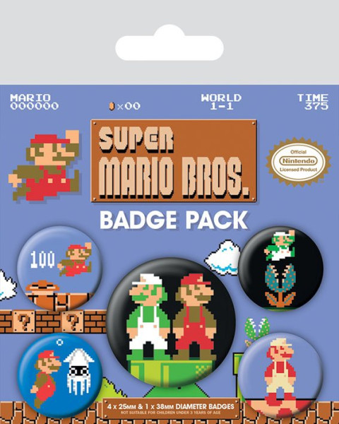 Button Badge Set: Super Mario Bros - 5er Pack