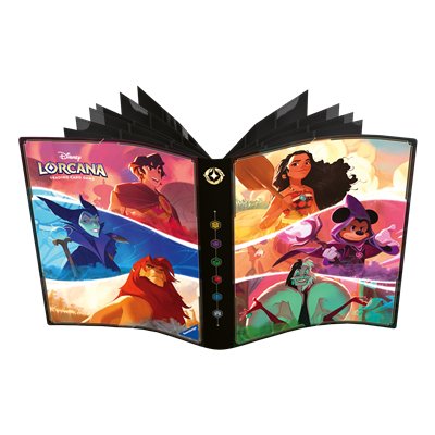 DISNEY LORCANA: SHIMMERING SKIES 9-POCKET CARD PORTFOLIO MICKY, VAIANA, CRUELLA DE VIL