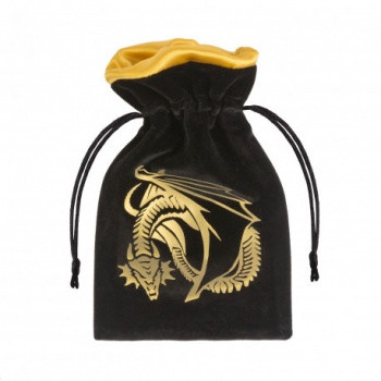 Würfelbeutel: Dragon Black & golden Velour Dice Bag