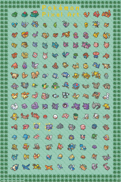 Poster EP48 Pokemon - Pixel Art 151 91,5 x 61 cm