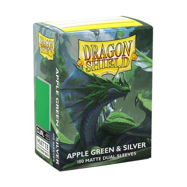 Dragon Shield Dual Matte Sleeves - Apple Green & Silver (100 Sleeves)