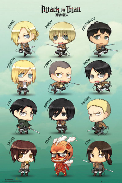 Poster: C04 Attack on Titan - Chibi Characters 91,5 x 61 cm