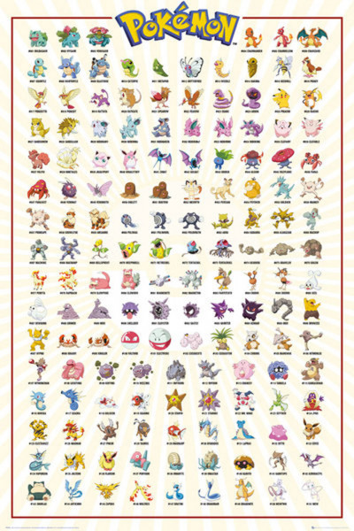 Poster: C61 Pokemon Kanto 151 91,5 x 61 cm
