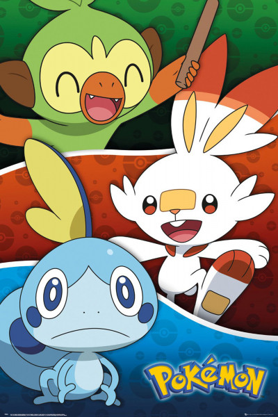 Poster: C64 Pokemon Galar Starters 91,5 x 61 cm