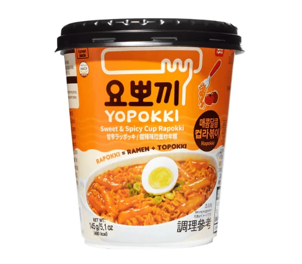Snack: Yopokki - Sweet and Spicy Cup Rapokki - Ricecake & Ramen 145g