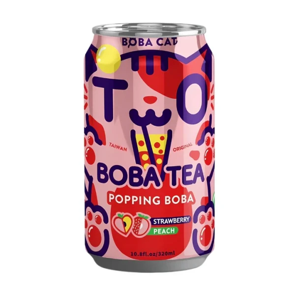 Drink: Boba Tea - Popping Boba - Strawberry Peach 320ml