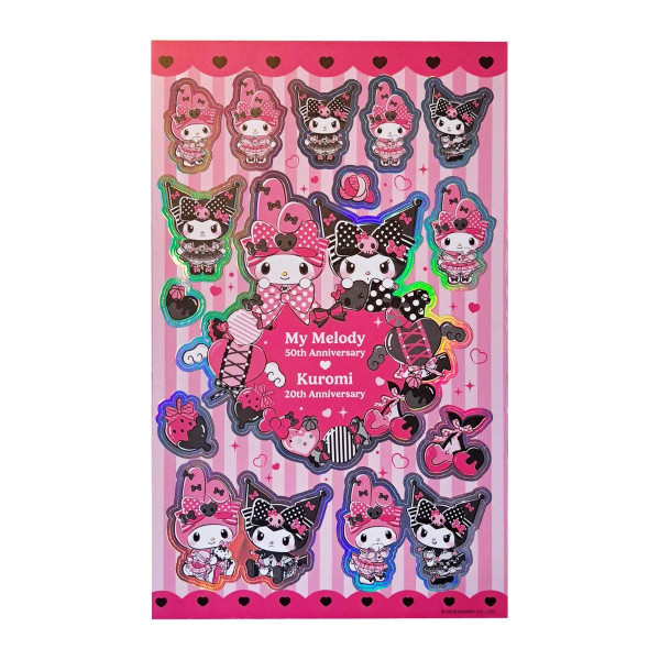 Kuromi & My Melody - Holographic Sticker Set 05 - Pink Black Party