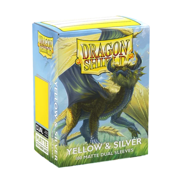 Dragon Shield Dual Matte Sleeves - Yellow & Silver (100 Sleeves)