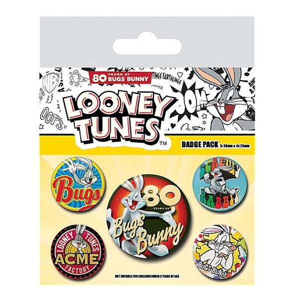Button Badge Set: Looney Tunes - Bugs Bunny 80th Anniversary