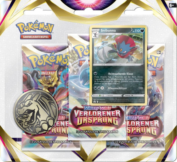 Pokemon TCG: Schwert und Schild 11 Verlorener Ursprung - Blister 3er-Pack Snibunna