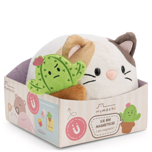 Mymochi - Katze Angy liegend mit Magnet Kaktus in Geschenkbox 13cm
