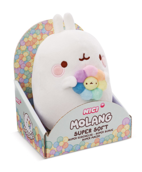 Molang - Plüsch Molang mit Regenbogenblume 24cm in Geschenkverpackung