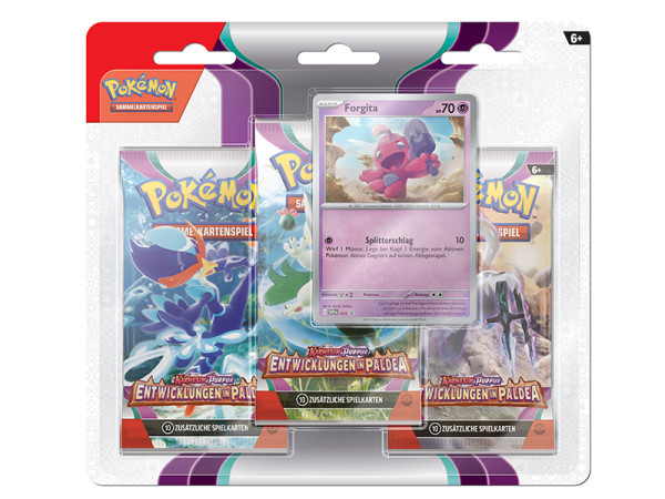 Pokemon TCG: Karmesin und Purpur 02 Entwicklungen in Paldea - Blister 3er-Pack Forgita