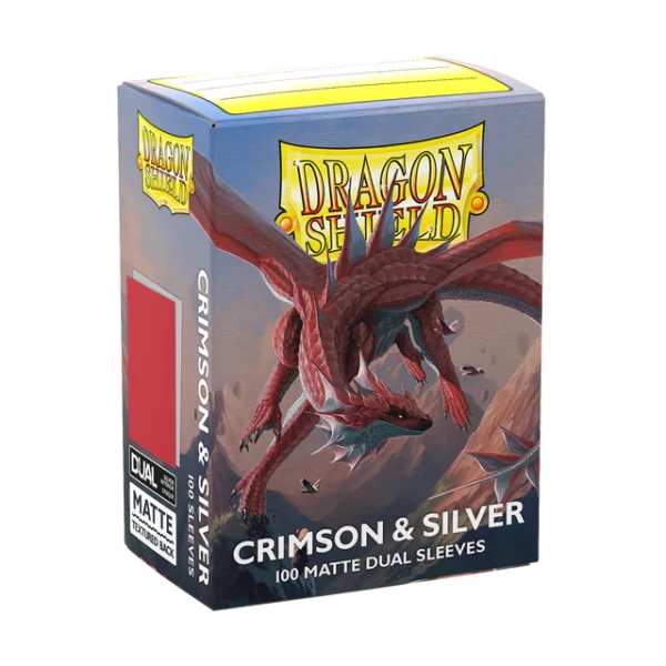 Dragon Shield Dual Matte Sleeves - Crimson & Silver (100 Sleeves)