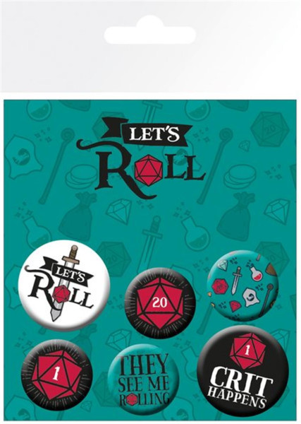 Button Badge Set: Lets Roll - Assorted
