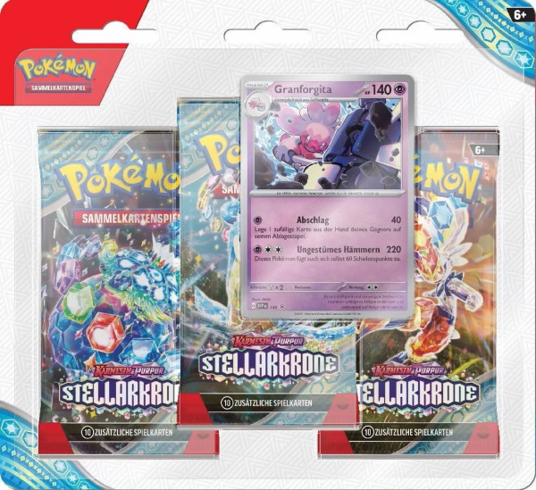 Pokemon TCG: Karmesin und Purpur 07 Stellarkrone - Blister 3er-Pack Granforgita