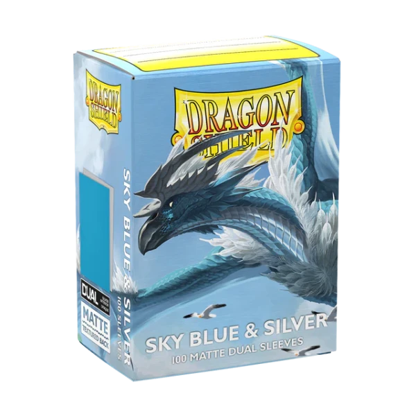Dragon Shield Dual Matte Sleeves - Sky Blue & Silver (100 Sleeves)