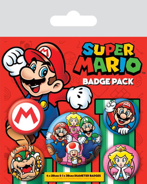 Button Badge Set: Super Mario - 5er Pack